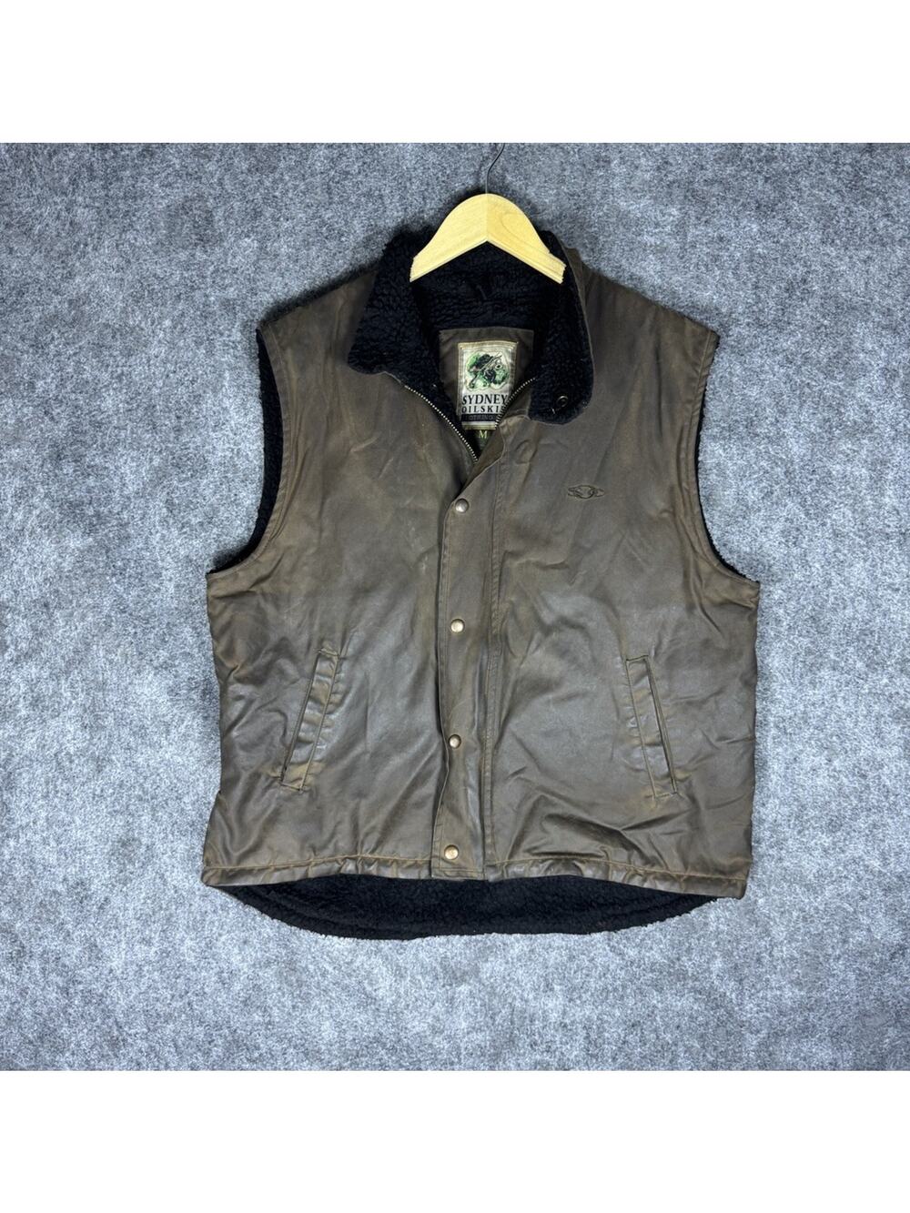 Vintage Sydney Waxed Oil Skin Brown Canvas With Black Sherpa Lining Men’s Sz M
